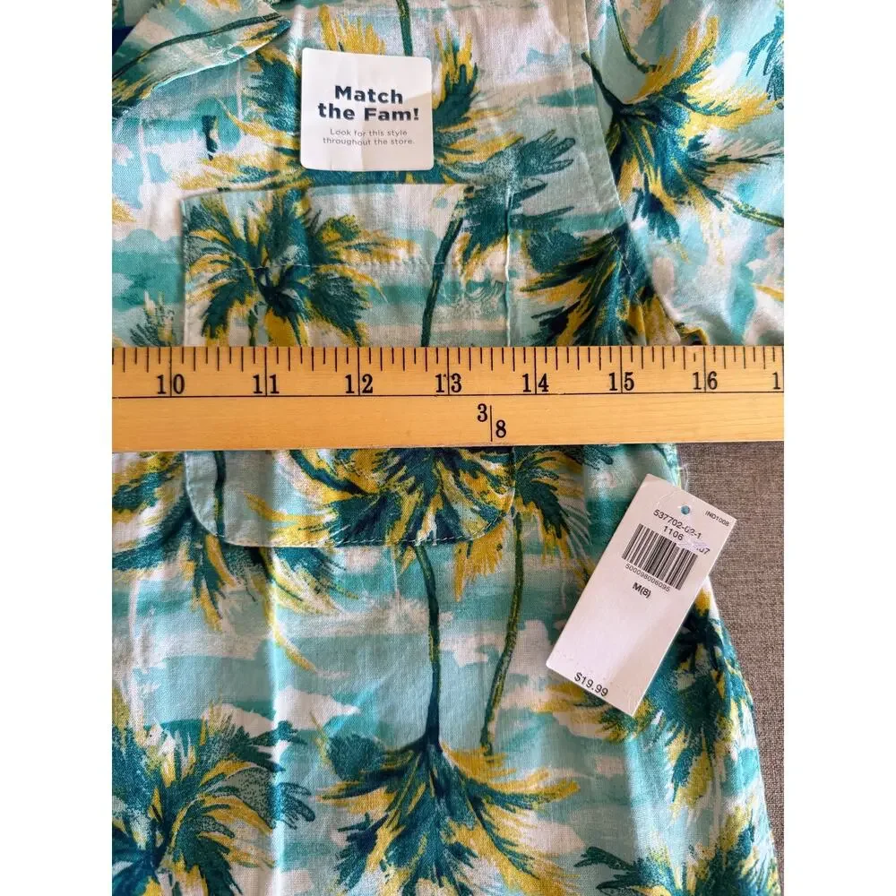 Old Navy Boys Tropical Palm Tree Button Down Shirt Size M 8